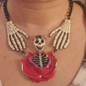 Gothic punk Skeleton skull horror necklace